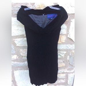 Carolyne Roehm Black Velour Shawl Collar Dress